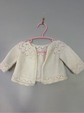 Hand-Knit Baby Cardigan Jacket - Ivory